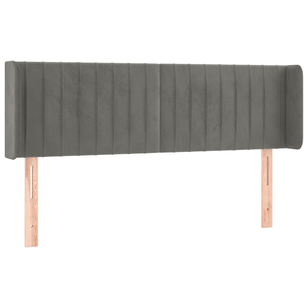 Testiera Grigio Chiaro a LED 147x16x78/88 cm in Velluto