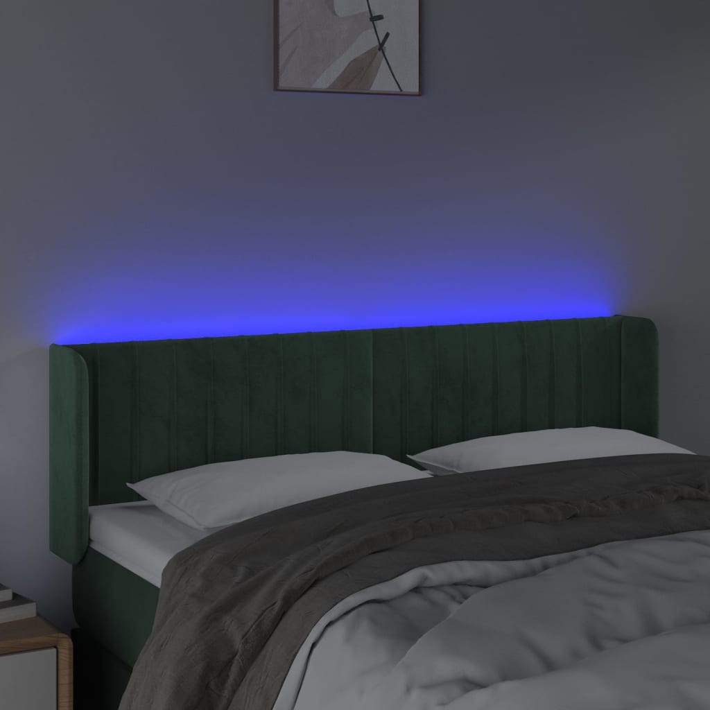Testiera a LED Verde Scuro 147x16x78/88 cm in Velluto