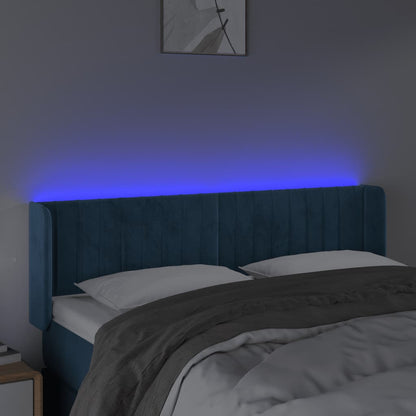 Testiera a LED Blu Scuro 147x16x78/88 cm in Velluto