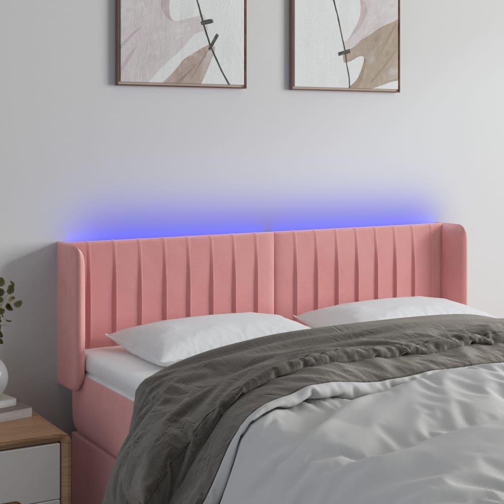 Testiera a LED Rosa 147x16x78/88 cm in Velluto