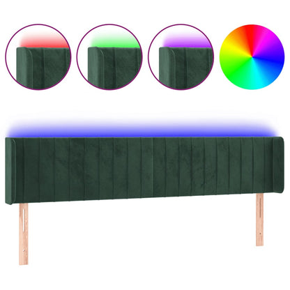 Testiera a LED Verde Scuro 163x16x78/88 cm in Velluto