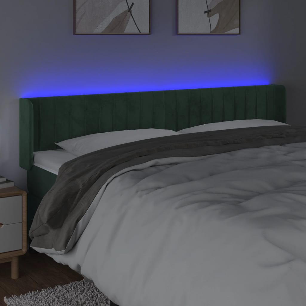 Testiera a LED Verde Scuro 163x16x78/88 cm in Velluto