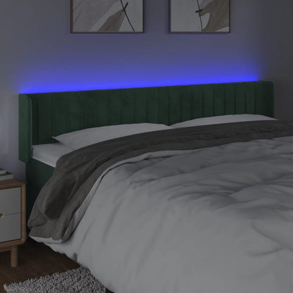 Testiera a LED Verde Scuro 163x16x78/88 cm in Velluto