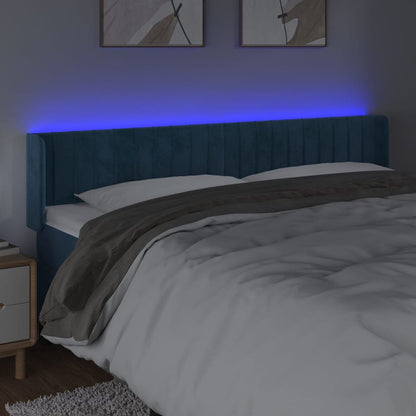 Testiera a LED Blu Scuro 163x16x78/88 cm in Velluto