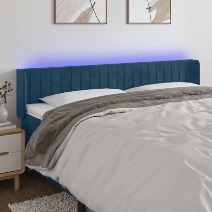 Testiera a LED Blu Scuro 163x16x78/88 cm in Velluto
