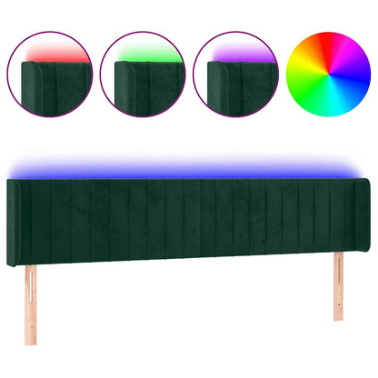 Testiera a LED Verde Scuro 183x16x78/88 cm in Velluto