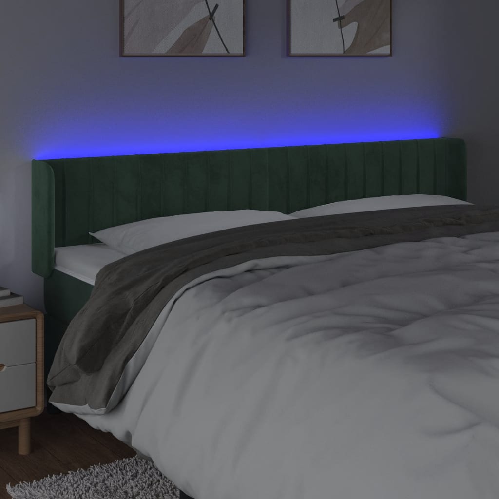 Testiera a LED Verde Scuro 183x16x78/88 cm in Velluto