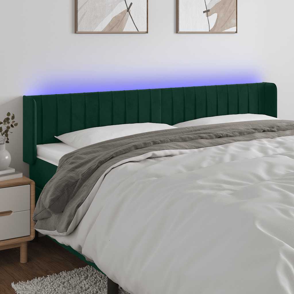 Testiera a LED Verde Scuro 183x16x78/88 cm in Velluto