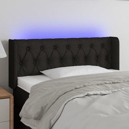 Testiera a LED Nera 93x16x78/88 cm in Tessuto