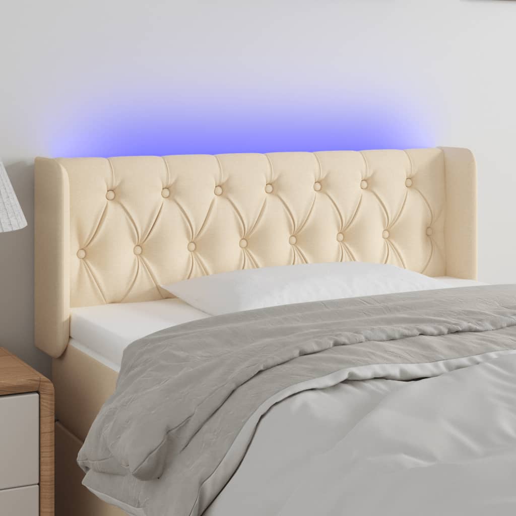 Testiera a LED Crema 93x16x78/88 cm in Tessuto