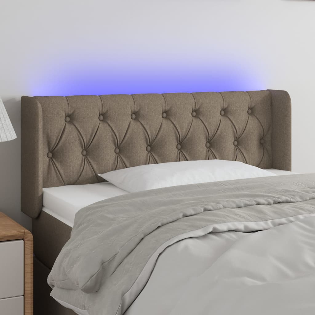 Testiera a LED Tortora 103x16x78/88 cm in Tessuto