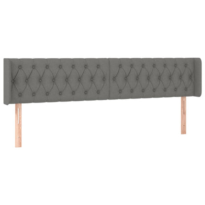 Testiera a LED Grigio Scuro 183x16x78/88 cm in Tessuto