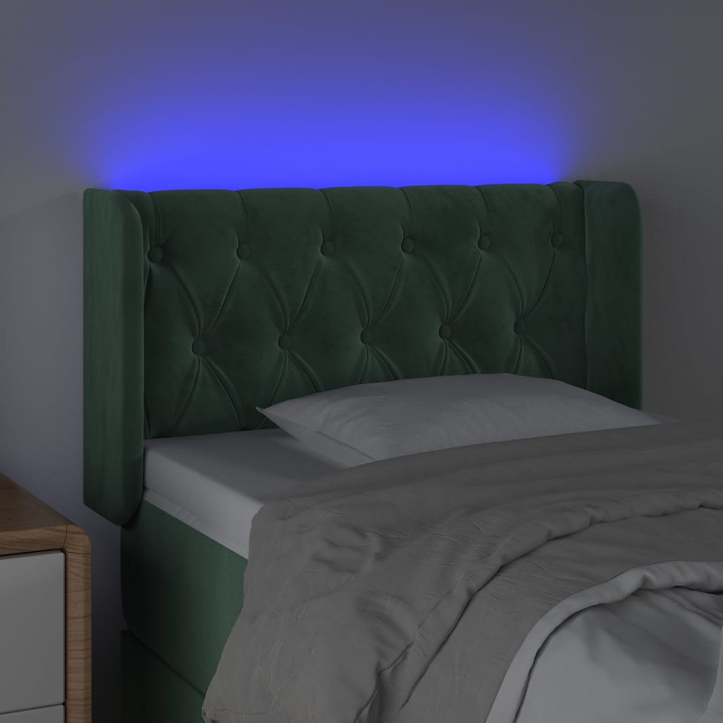 Testiera a LED Verde Scuro 83x16x78/88 cm in Velluto