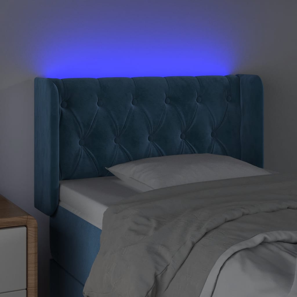 Testiera a LED Blu Scuro 83x16x78/88 cm in Velluto