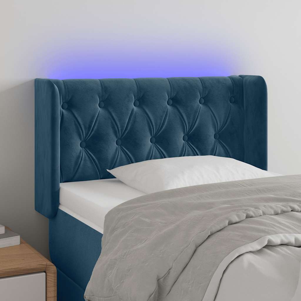 Testiera a LED Blu Scuro 83x16x78/88 cm in Velluto