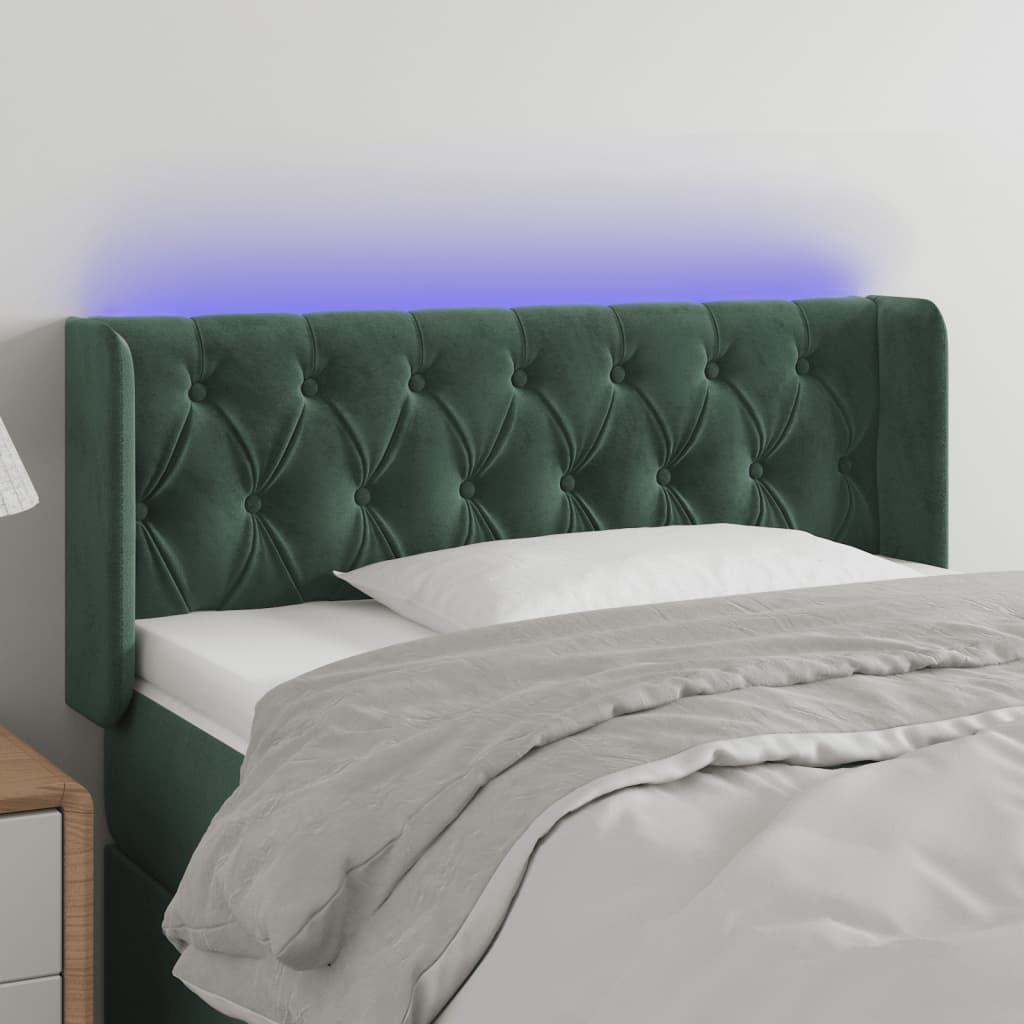 Testiera a LED Verde Scuro 103x16x78/88 cm in Velluto
