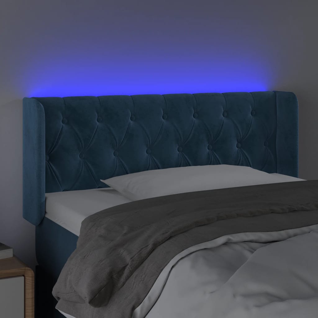 Testiera a LED Blu Scuro 103x16x78/88 cm in Velluto