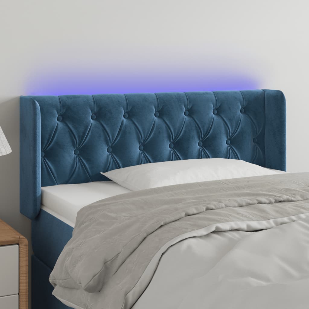 Testiera a LED Blu Scuro 103x16x78/88 cm in Velluto