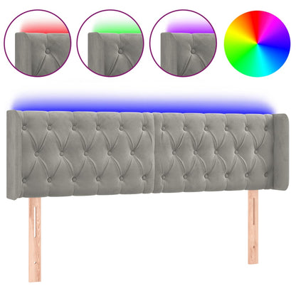 Testiera Grigio Chiaro a LED 147x16x78/88 cm in Velluto