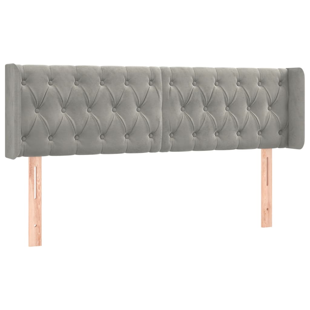 Testiera Grigio Chiaro a LED 147x16x78/88 cm in Velluto