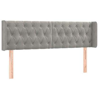 Testiera Grigio Chiaro a LED 147x16x78/88 cm in Velluto