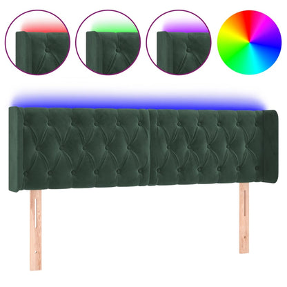 Testiera a LED Verde Scuro 147x16x78/88 cm in Velluto