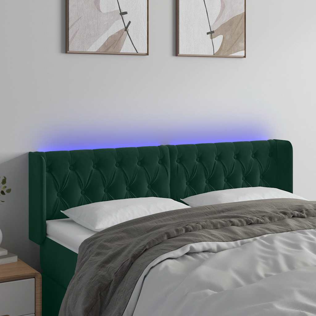 Testiera a LED Verde Scuro 163x16x78/88 cm in Velluto