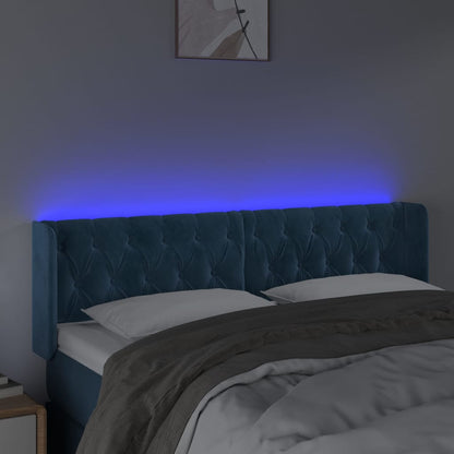 Testiera a LED Blu Scuro 163x16x78/88 cm in Velluto