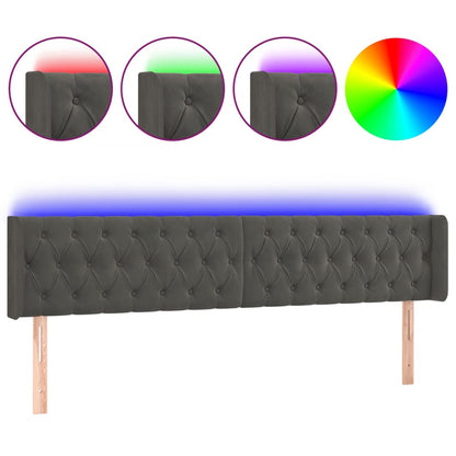 Testiera a LED Grigio Scuro 183x16x78/88 cm in Velluto