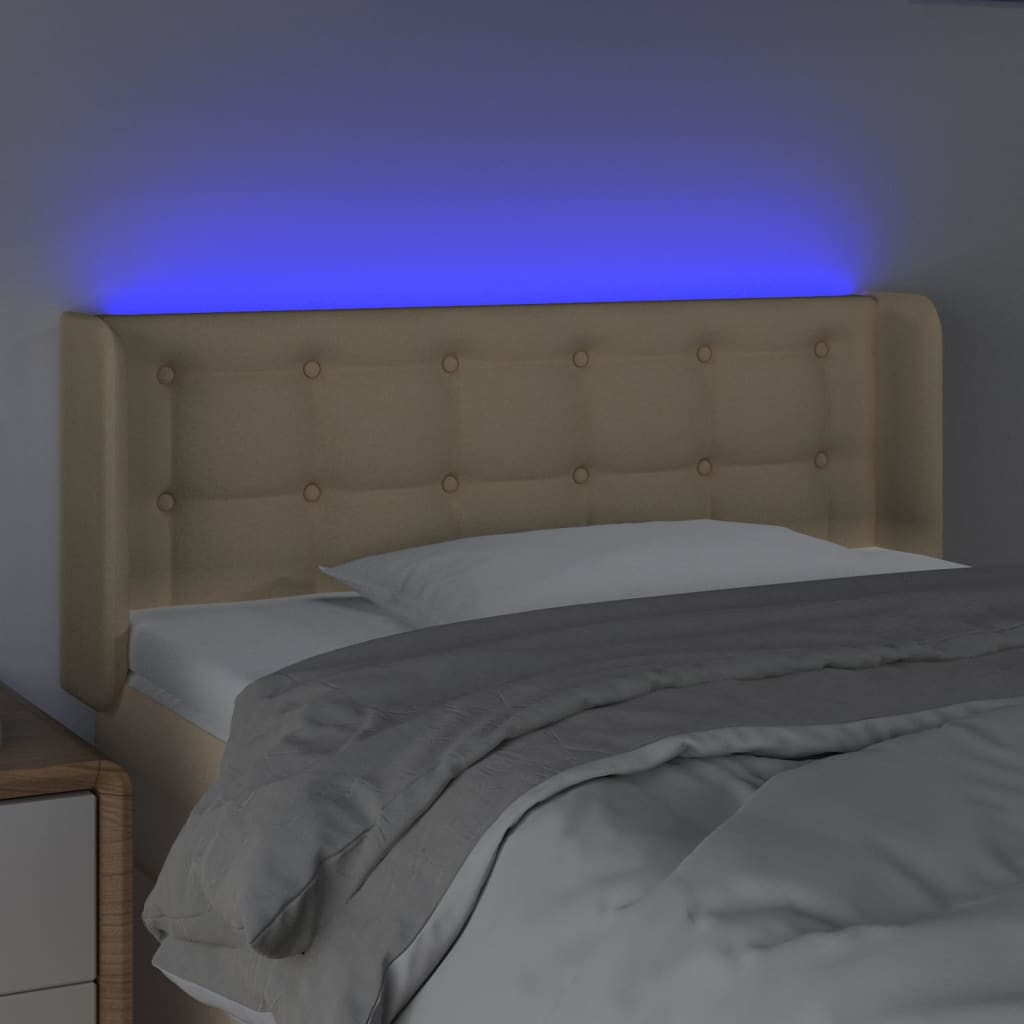 Testiera a LED Crema 83x16x78/88 cm in Tessuto
