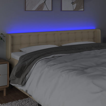 Testiera a LED Crema 203x16x78/88 cm in Tessuto