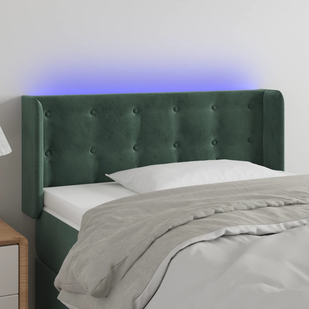 Testiera a LED Verde scuro 93x16x78/88 cm in Velluto