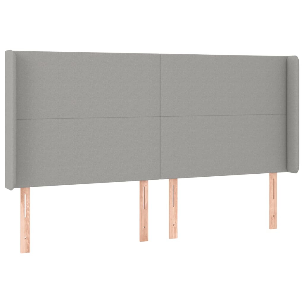 Testiera a LED Grigio Chiaro 163x16x118/128 cm in Tessuto