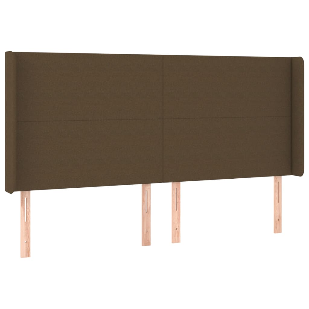 Testiera a LED Marrone Scuro 163x16x118/128 cm in Tessuto