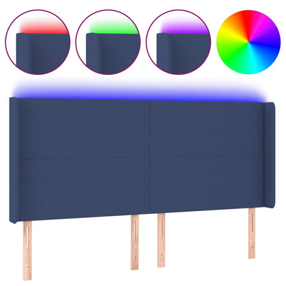 Testiera a LED Blu 203x16x118/128 cm in Tessuto