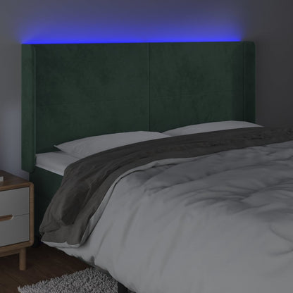 Testiera a LED Verde Scuro 203x16x118/128 cm in Velluto