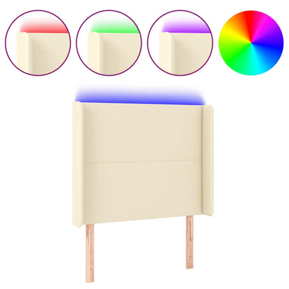 Testiera a LED Crema 83x16x118/128 cm in Similpelle