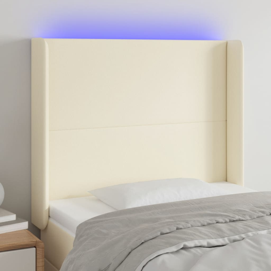 Testiera a LED Crema 83x16x118/128 cm in Similpelle