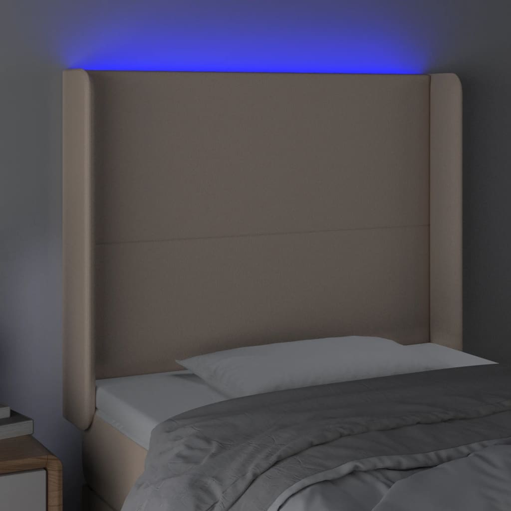 Testiera a LED Cappuccino 83x16x118/128 cm in Similpelle