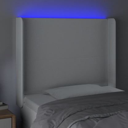 Testiera a LED Bianco 93x16x118/128 cm in Similpelle