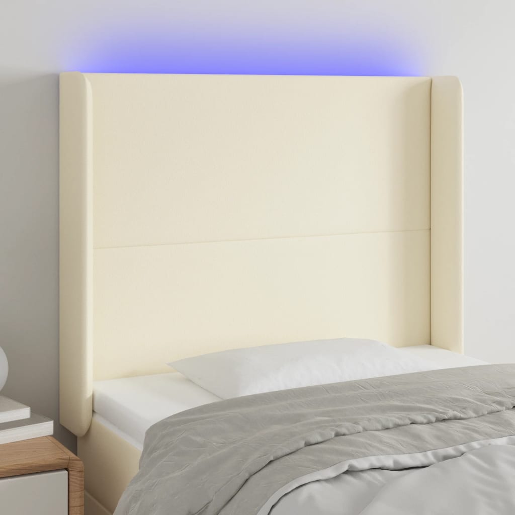 Testiera a LED crema 93x16x118/128 cm in Similpelle