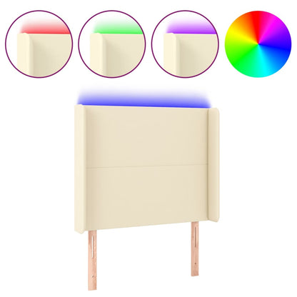 Testiera a LED Crema 103x16x118/128 cm in Similpelle