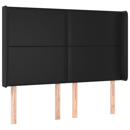 Testiera a LED Nera 147x16x118/128 cm in Similpelle