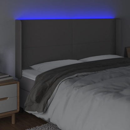 Testiera a LED Grigio 183x16x118/128 cm in Similpelle