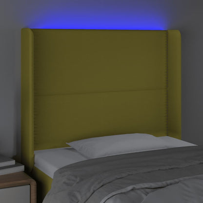 Testiera a LED Verde 83x16x118/128 cm in Tessuto