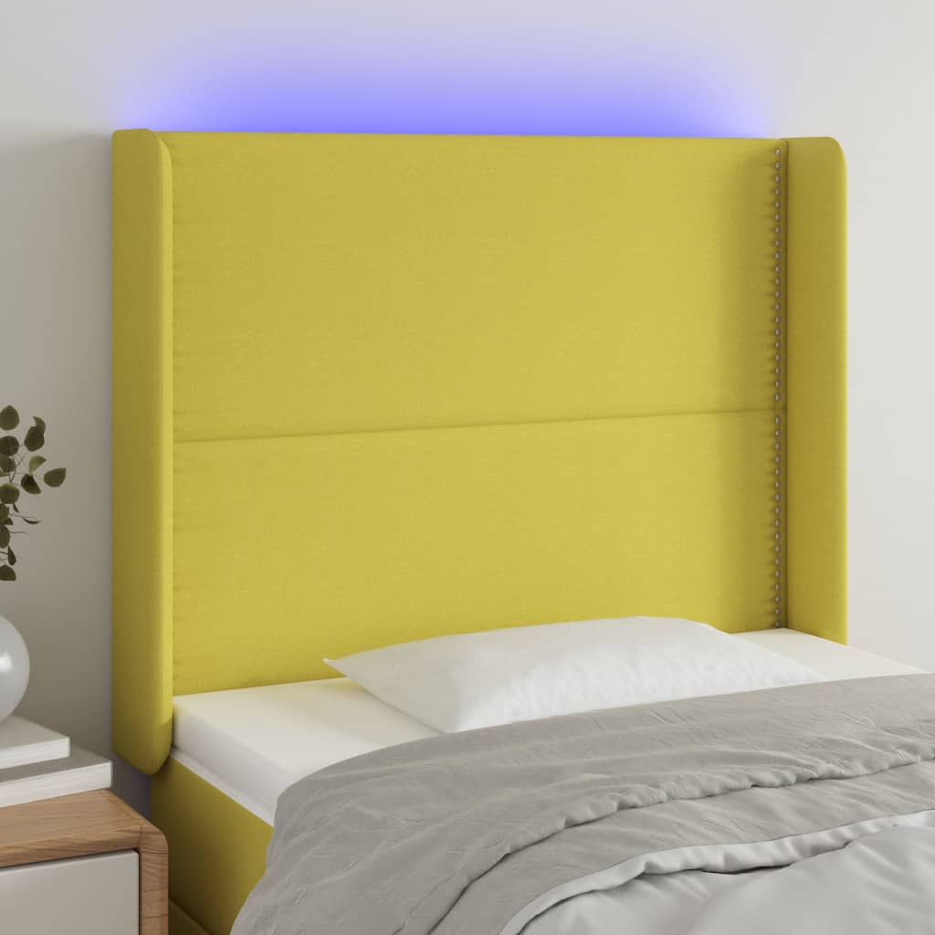 Testiera a LED Verde 83x16x118/128 cm in Tessuto