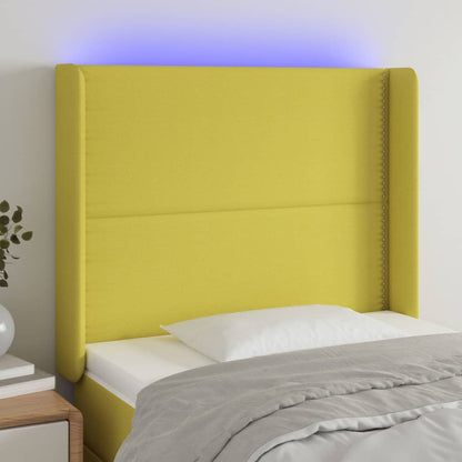 Testiera a LED Verde 83x16x118/128 cm in Tessuto