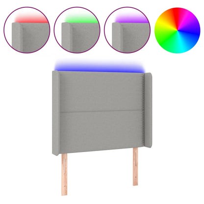 Testiera a LED Grigio Chiaro 103x16x118/128 cm in Tessuto