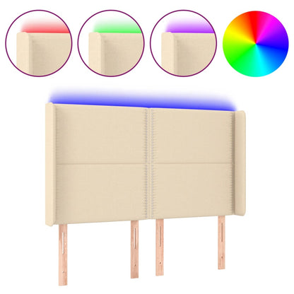Testiera a LED Crema 147x16x118/128 cm in Tessuto