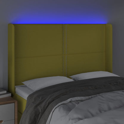 Testiera a LED Verde 147x16x118/128 cm in Tessuto